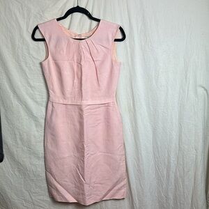 Tahari Arthur S Levine Linen Blend Sheath Dress Sz 4 Peach Sleeveless Day Night
